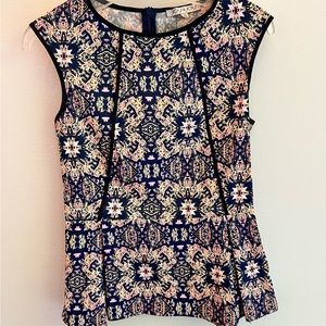 Joy Joy blouse. Bright ikat print. Sleeveless